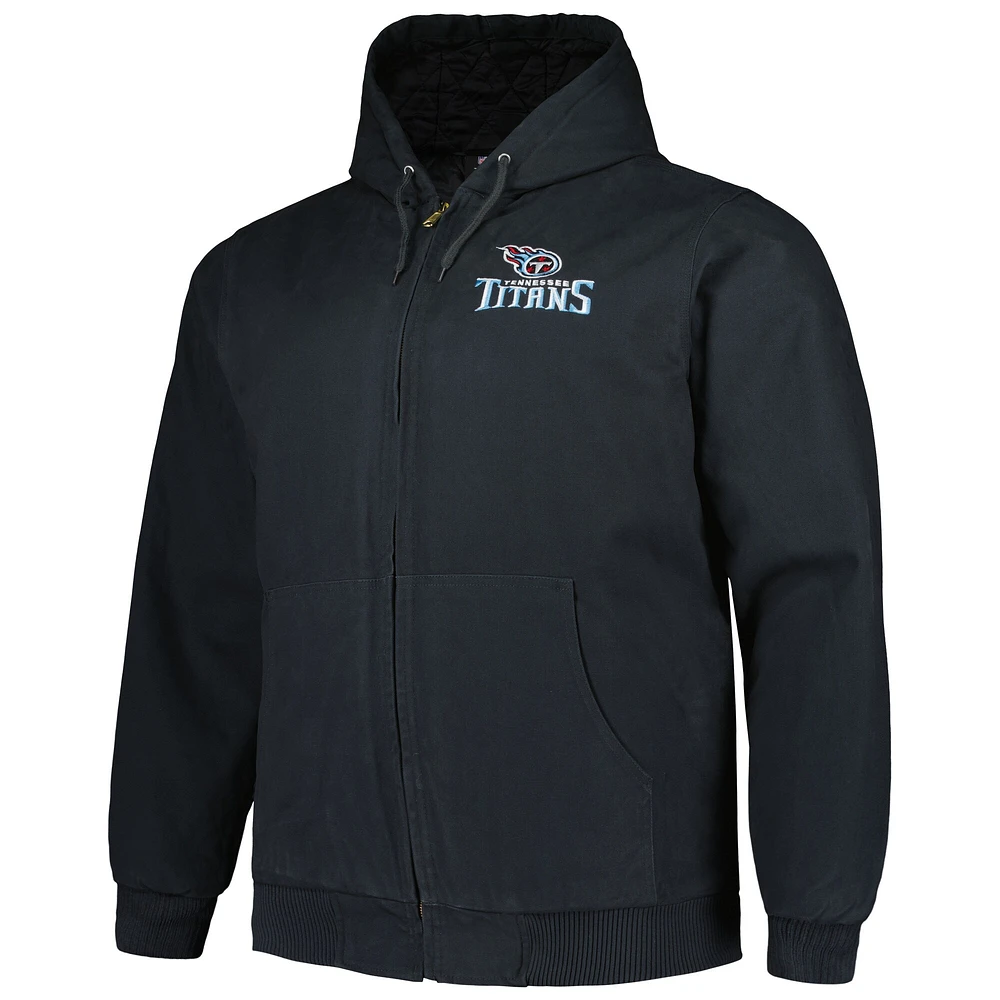 Men's Dunbrooke Navy Tennessee Titans Big & Tall Dakota Canvas Hoodie Full-Zip Jacket