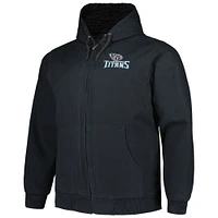 Men's Dunbrooke Navy Tennessee Titans Big & Tall Dakota Canvas Hoodie Full-Zip Jacket