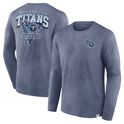 Men's Fanatics  Heather Navy Tennessee Titans Heritage Snow Wash Long Sleeve T-Shirt