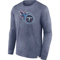 Men's Fanatics  Heather Navy Tennessee Titans Washed Primary Long Sleeve T-Shirt