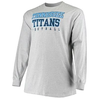Men's Fanatics Heathered Gray Tennessee Titans Big & Tall Practice Long Sleeve T-Shirt