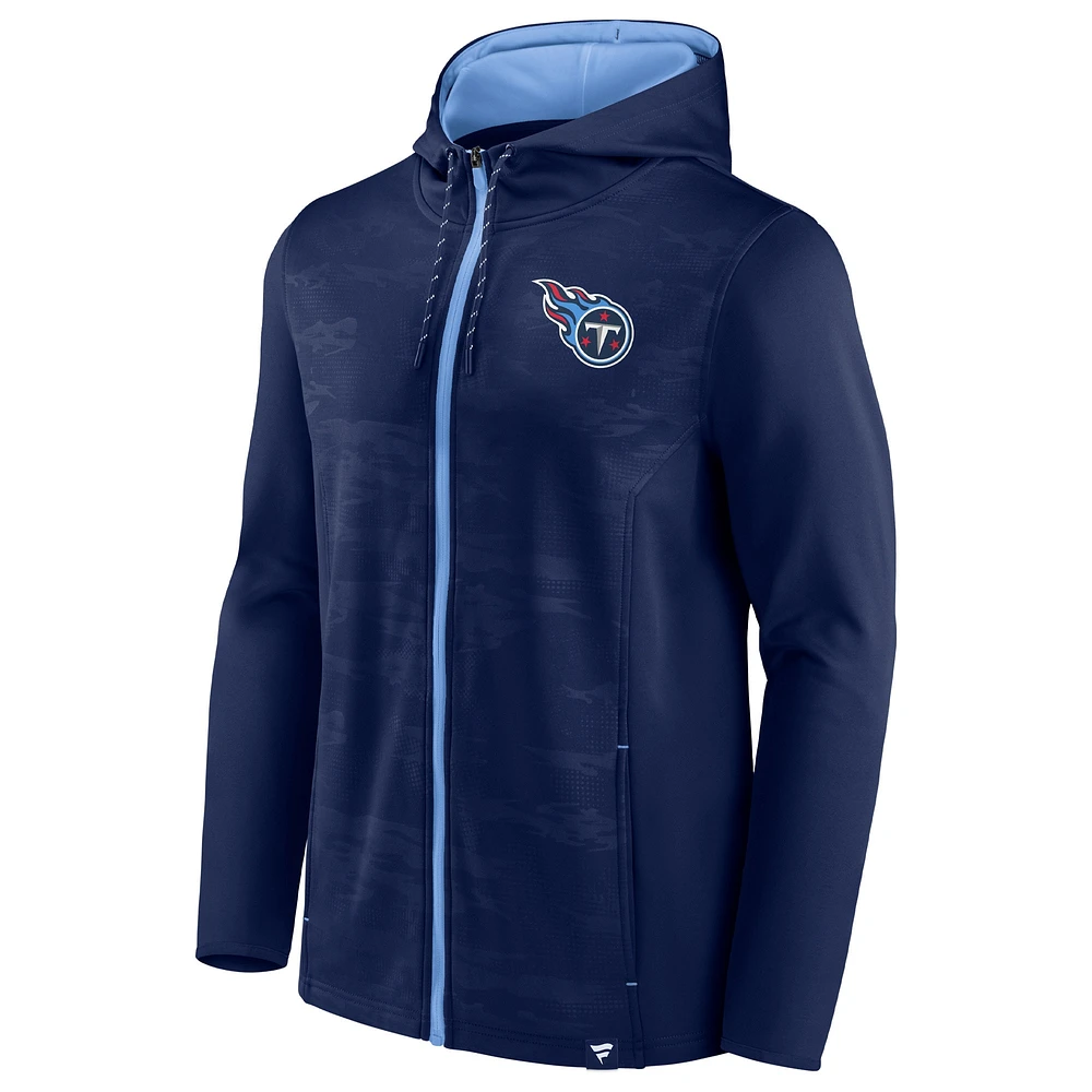 Men's Fanatics Navy/Light Blue Tennessee Titans Ball Carrier Full-Zip Hoodie