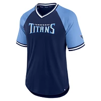 Men's Fanatics Navy/Light Blue Tennessee Titans Second Wind Raglan V-Neck T-Shirt
