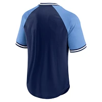 Men's Fanatics Navy/Light Blue Tennessee Titans Second Wind Raglan V-Neck T-Shirt