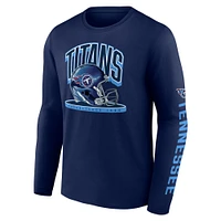 Men's Fanatics  Navy Tennessee Titans Helmet Platform Long Sleeve T-Shirt