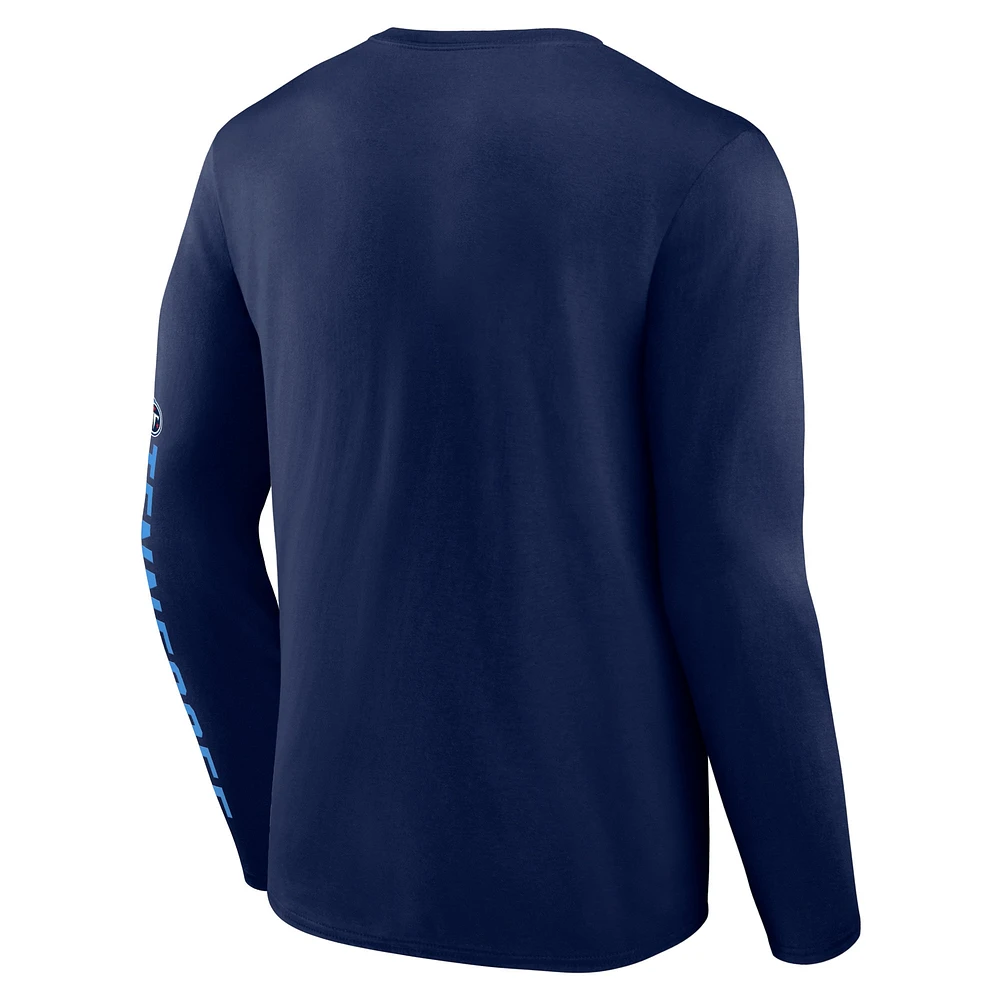 Men's Fanatics  Navy Tennessee Titans Helmet Platform Long Sleeve T-Shirt