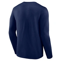 T-shirt à manches longues Fanatics pour homme, bleu marine, avec feuille de statistiques des Tennessee Titans