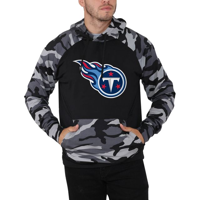 Chandail à manches raglan FOCO Tennessee Titans pour homme - Noir/camouflage capuchon