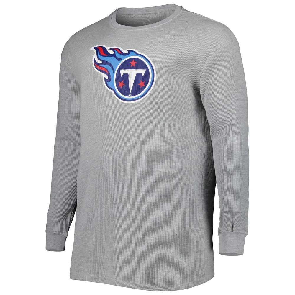 Men's Heather Gray Tennessee Titans Big & Tall Waffle-Knit Thermal Long Sleeve T-Shirt
