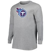 Men's Heather Gray Tennessee Titans Big & Tall Waffle-Knit Thermal Long Sleeve T-Shirt
