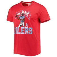 Men's Homage  Steve McNair Heathered Heather Red Tennessee Titans Caricature Retired Player Tri-Blend T-Shirt
