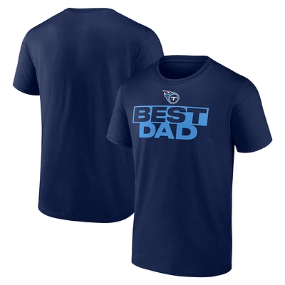 T-shirt bleu marine pour homme des Titans du Tennessee « Meilleur papa »