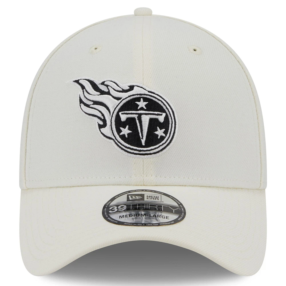Men's New Era Cream Tennessee Titans Chrome Collection 39THIRTY Flex Hat