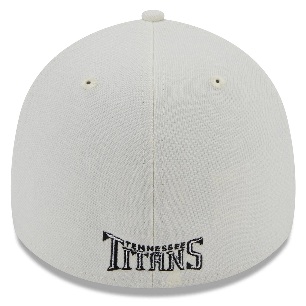Men's New Era Cream Tennessee Titans Chrome Collection 39THIRTY Flex Hat