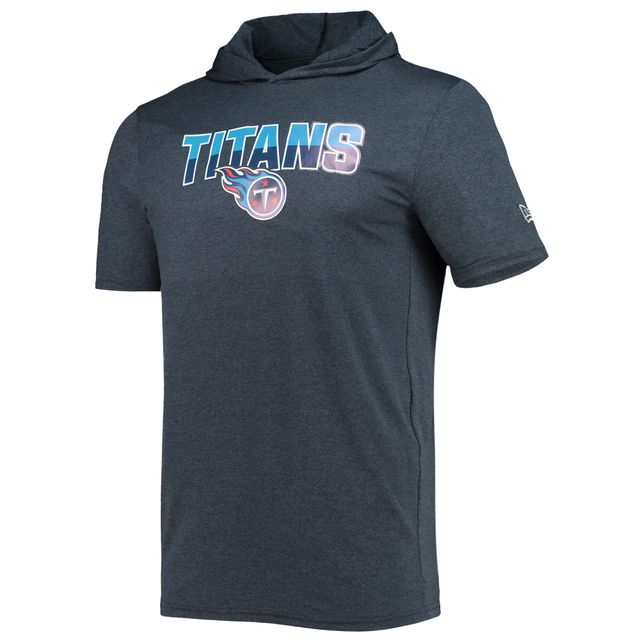 T-shirt à capuche brossé pour homme New Era bleu marine chiné Tennessee Titans Team