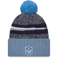 Men's New Era  Navy/Light Blue Tennessee Titans 2023 Sideline Sport Cuffed Pom Knit Hat