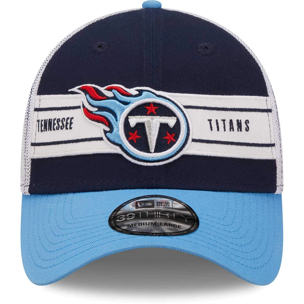 Men's New Era Navy/Light Blue Tennessee Titans Team Banded 39THIRTY - Flex Hat