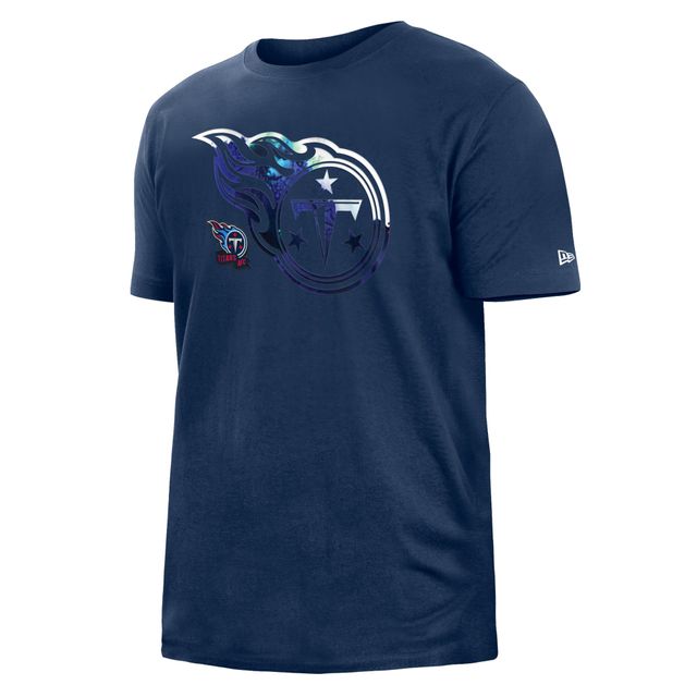 T-shirt pour homme New Era bleu marine Tennessee Titans 2022 Sideline Ink Dye