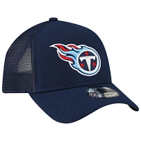 Men's New Era Navy Tennessee Titans  A-Frame Trucker 9FORTY Adjustable Hat