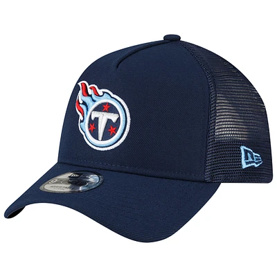 Men's New Era Navy Tennessee Titans  A-Frame Trucker 9FORTY Adjustable Hat