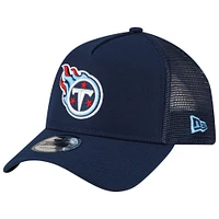 Men's New Era Navy Tennessee Titans  A-Frame Trucker 9FORTY Adjustable Hat