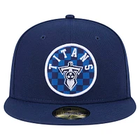 Men's New Era Navy Tennessee Titans Checkered 59FIFTY Fitted Hat