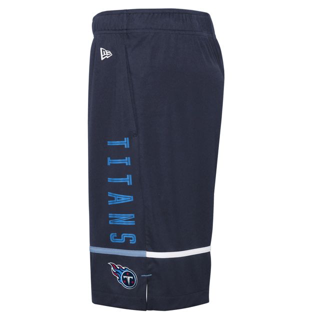 Short d'entraînement New Era Tennessee Titans Combine Authentic Rusher pour homme bleu marine