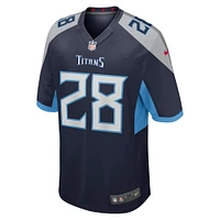 Maillot de match joueur à la retraite des Titans du Tennessee Chris Johnson Nike pour homme, bleu marine