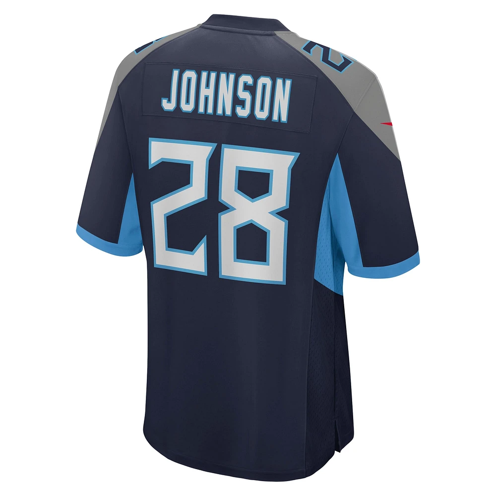 Maillot de match joueur à la retraite des Titans du Tennessee Chris Johnson Nike pour homme, bleu marine