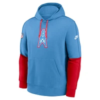 Men's Nike Light Blue Tennessee Titans Oilers Throwback Alternate Logo Club Tri-Blend Pullover Hoodie