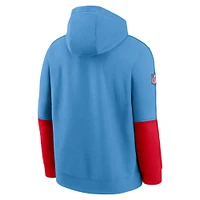 Men's Nike Light Blue Tennessee Titans Oilers Throwback Alternate Logo Club Tri-Blend Pullover Hoodie