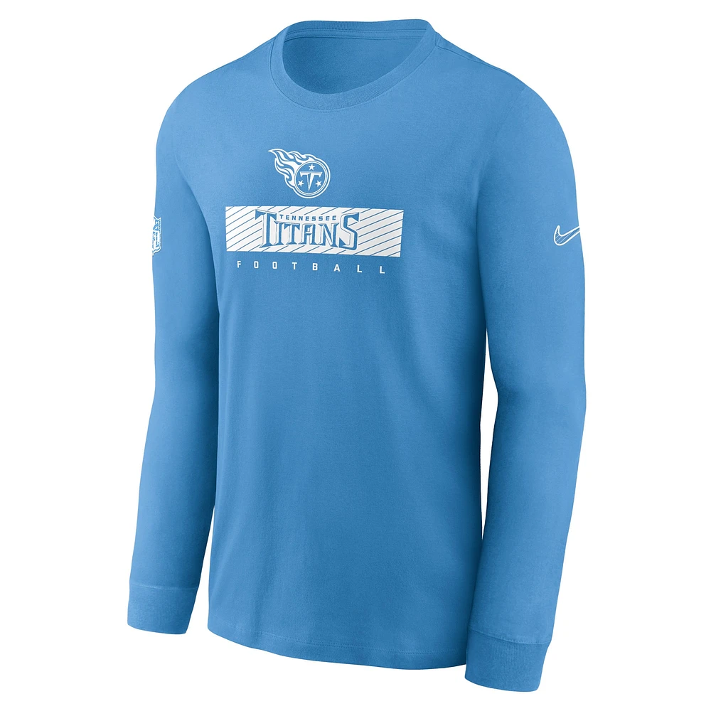 Men's Nike Light Blue Tennessee Titans Sideline Performance Long Sleeve T-Shirt