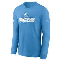 Men's Nike Light Blue Tennessee Titans Sideline Performance Long Sleeve T-Shirt