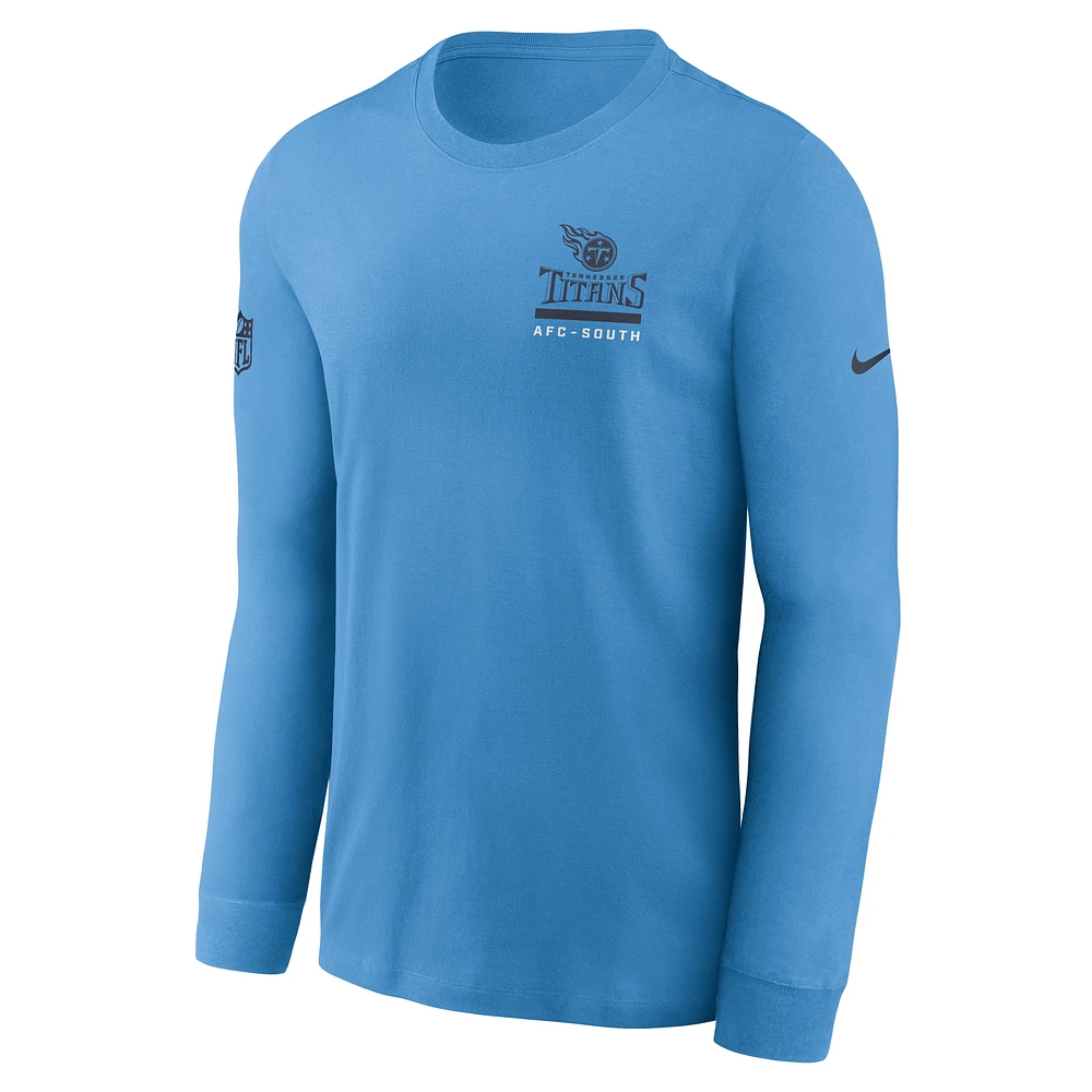 Men's Nike Light Blue Tennessee Titans Sideline Performance Long Sleeve T-Shirt