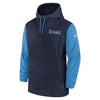 Men's Nike Navy/Light Blue Tennessee Titans 2024/25 Sideline Pre-Game Player 1/2-Zip Hoodie Jacket