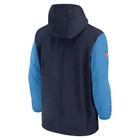 Men's Nike Navy/Light Blue Tennessee Titans 2024/25 Sideline Pre-Game Player 1/2-Zip Hoodie Jacket