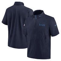 Veste à capuche manches courtes et demi-zip Nike Tennessee Titans 2024 Sideline Coach pour homme Bleu marine