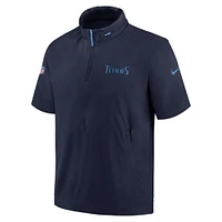 Veste à capuche manches courtes et demi-zip Nike Tennessee Titans 2024 Sideline Coach pour homme Bleu marine