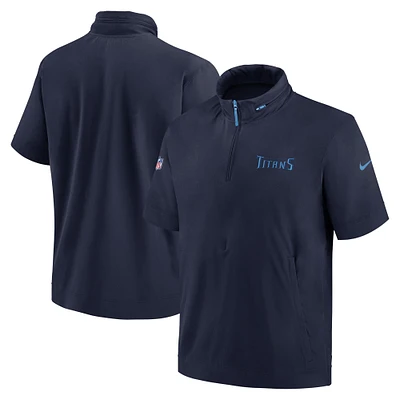 Veste à capuche manches courtes et demi-zip Nike Tennessee Titans 2024 Sideline Coach pour homme Bleu marine