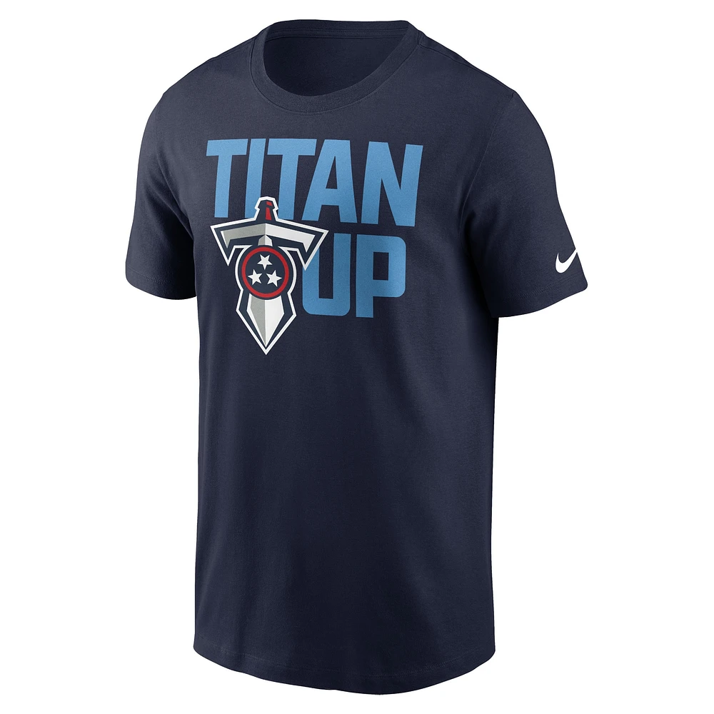 T-shirt essentiel Nike bleu marine Tennessee Titans Local pour hommes