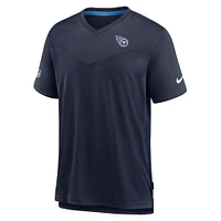 Men's Nike Navy Tennessee Titans Sideline Coach Chevron Lock Up Logo V-Neck Performance T-Shirt