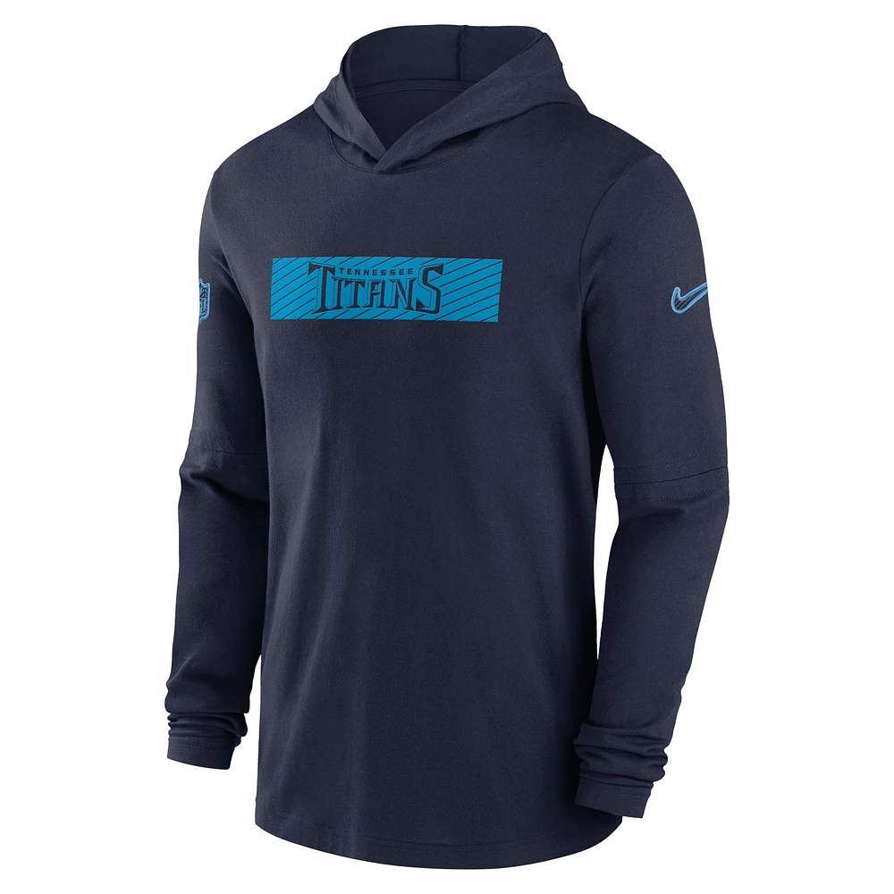 Men's Nike Navy Tennessee Titans Sideline Hoodie Performance Long Sleeve T-Shirt