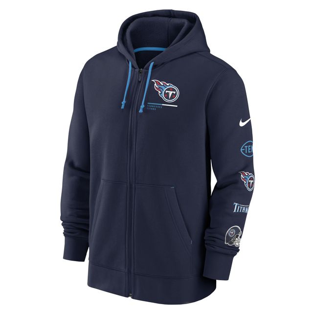 Sweat à capuche et fermeture éclair intégrale Nike Tennessee Titans Surrey pour homme, bleu marine