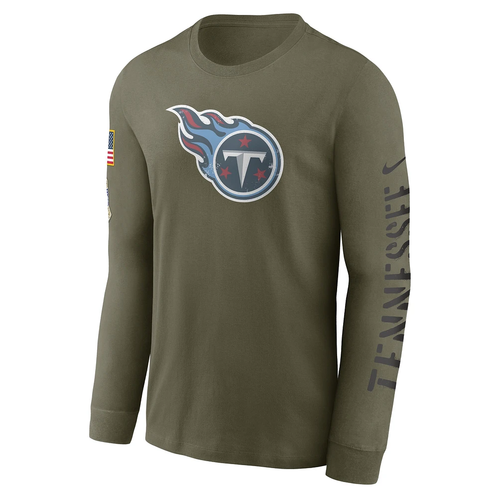 Men's Nike Olive Tennessee Titans 2022 Salute To Service - Team Logo Long Sleeve T-Shirt
