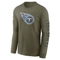 Men's Nike Olive Tennessee Titans 2022 Salute To Service - Team Logo Long Sleeve T-Shirt