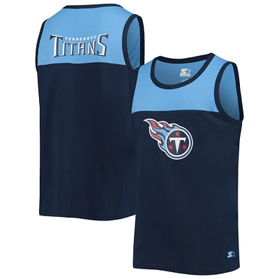 Débardeur mode Starter bleu marine/bleu Tennessee Titans Team Touchdown pour homme