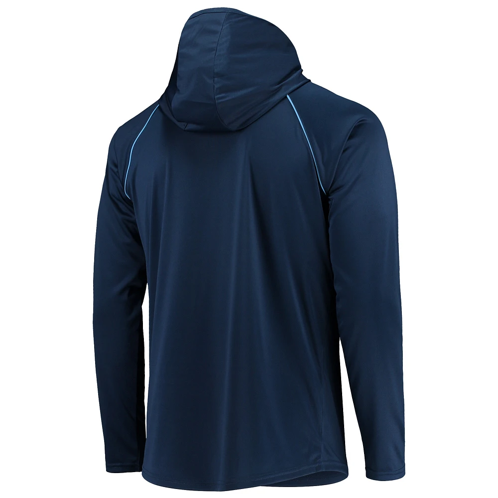 Men's Starter Navy Tennessee Titans Raglan Long Sleeve Hoodie T-Shirt