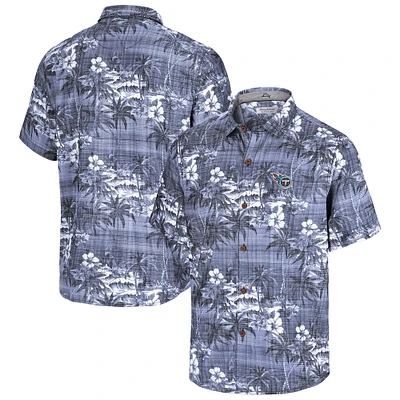 Chemise boutonnée pour homme Tommy Bahama bleu marine Tennessee Titans Coconut Point Isla Palmetta Camp
