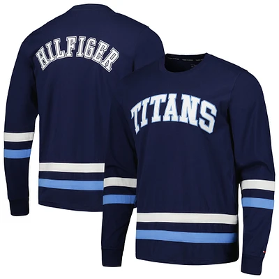 T-shirt à manches longues Tommy Hilfiger pour hommes bleu marine/bleu clair Tennessee Titans Nolan