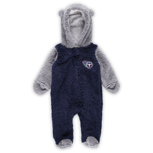 Nouveau-né et bébé Marine/gris Tennessee Titans Game Nap Teddy Fleece Bunting Full-Zip Sleeper